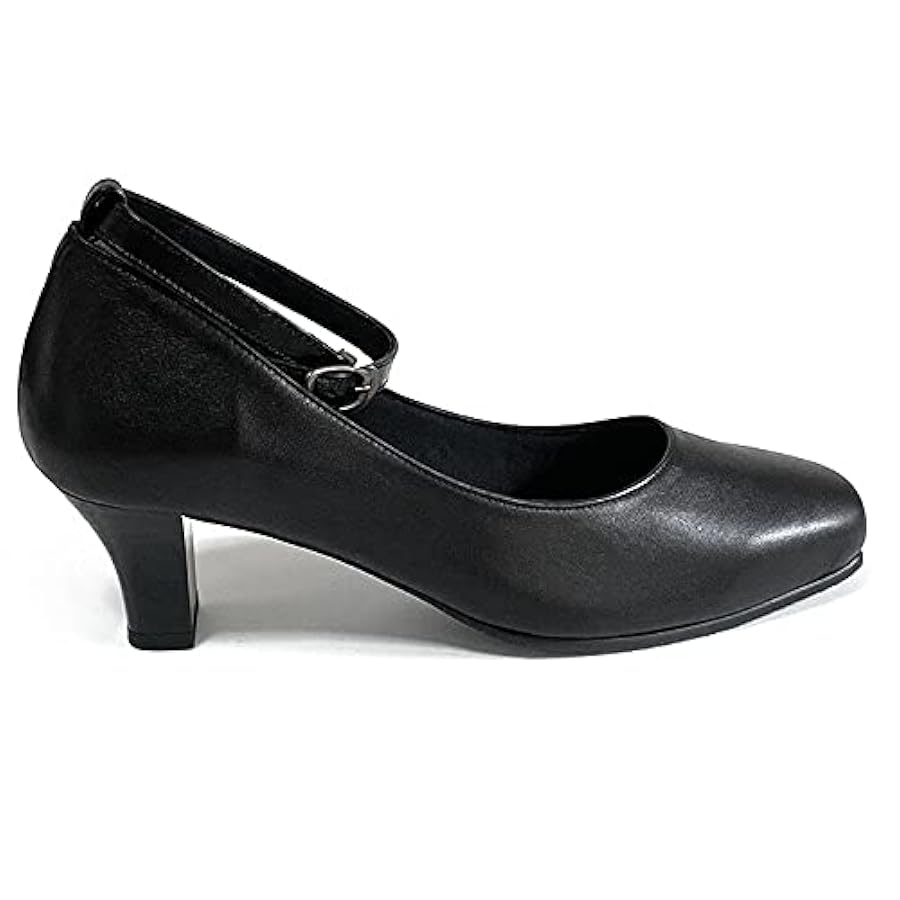 mio comfortブラック パンプス5E幅広ストラップ付き Amazon | [Mio comfort] 幅広甲高 パンプス アンクルストラップ